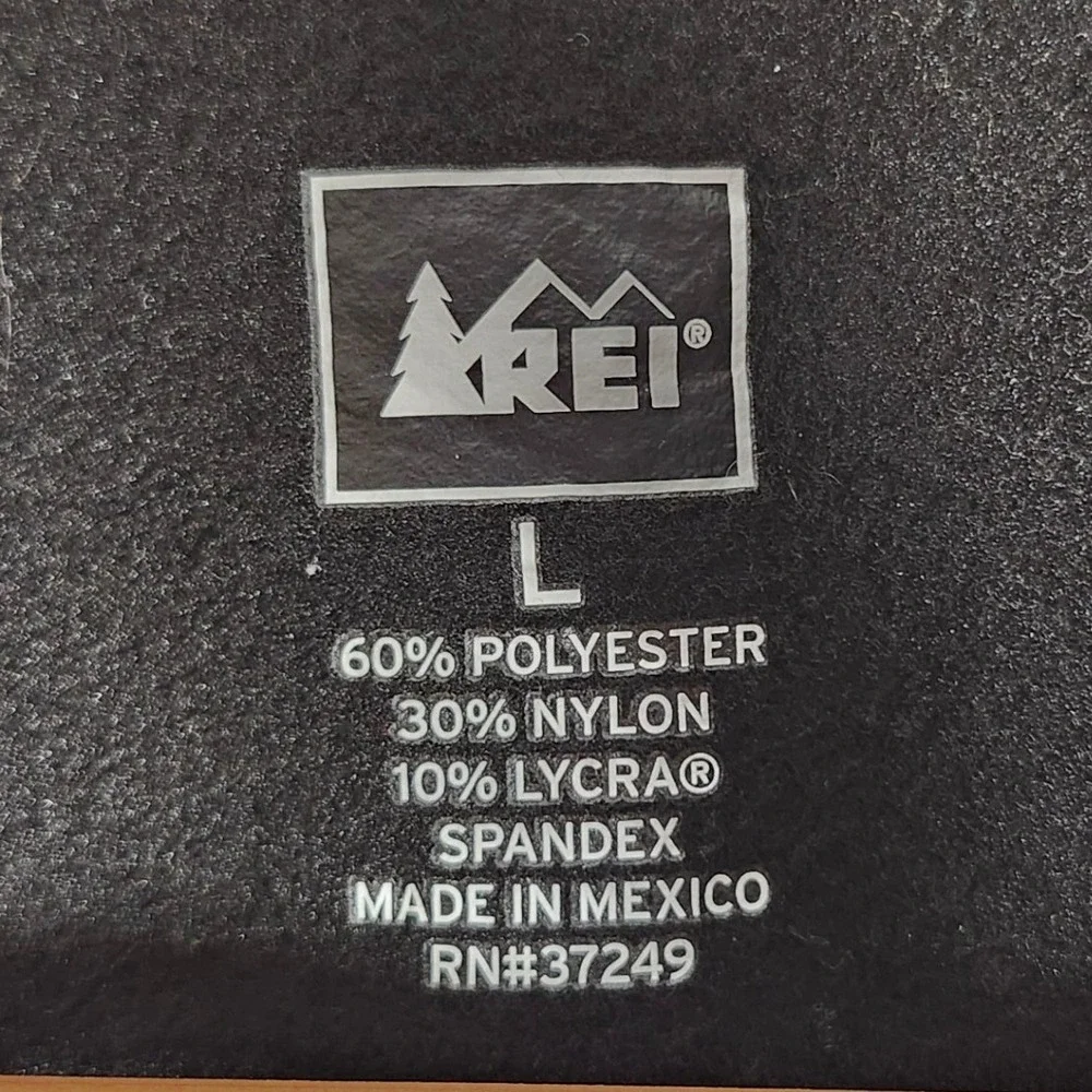 REI Mens Half Zip Fleece Pullover Black Grey Large Gorpcore Outdoor Utility Mock